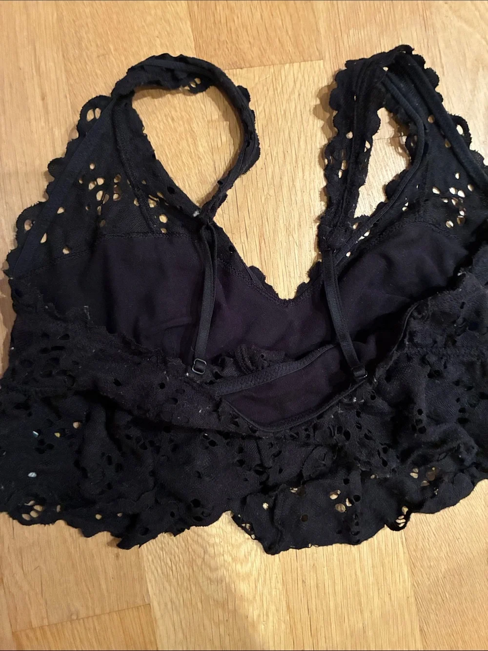 aerie Eyelet Lace Bralette Set in Light Pink and Black